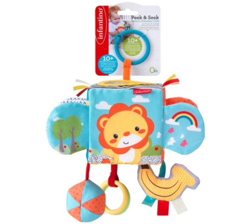 infantino 306588 jucărie moale suspendată cub senzorial "peek & seek"