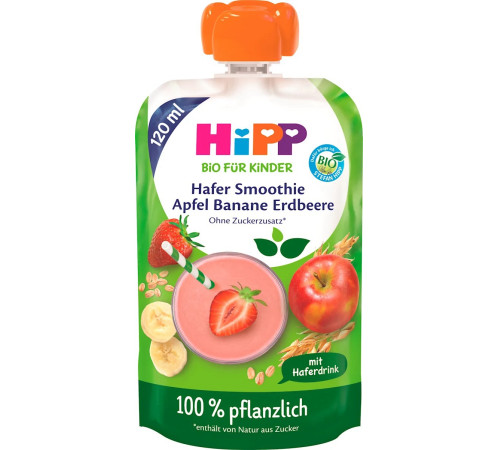 hipp 84006 smoothie mar-banan-căpșună cu ovăz (12 luni+) 120 gr. 