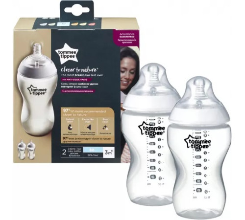 tommee tippee tt0019 Набор из 2 бутылочек "closer to nature" (3 м+) 2х340 мл.