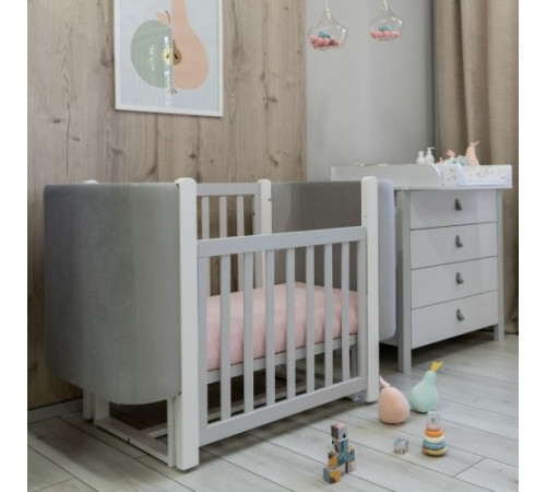 veres 05.3.1.212.17 patuț pentru copii ЛД5 monaco velour (alb/gri)