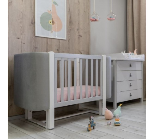 veres 05.3.1.212.17 patuț pentru copii ЛД5 monaco velour (alb/gri)