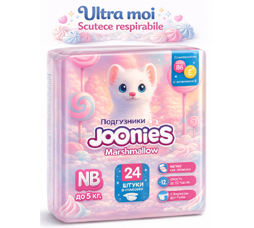  joonies marshmellow scutece nb (0-5 kg) 24 buc.
