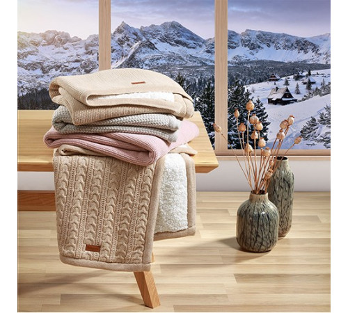 babyono-8145 1659/01 pătură de bumbac cu căptușeală din fleece (75 x 100 cm) roz