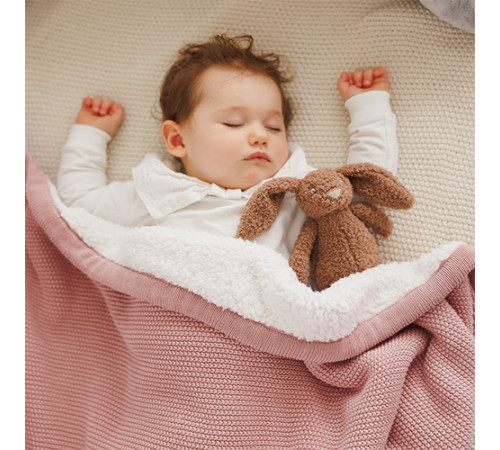 babyono-8145 1659/01 pătură de bumbac cu căptușeală din fleece (75 x 100 cm) roz