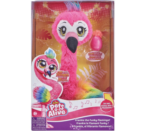  zuru pets alive 9522 jucarie de plus interactiva “frankie flamingo dansator”