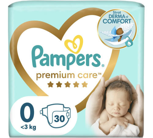 pampers premium care 0+ (<3 kg.) 30 buc.