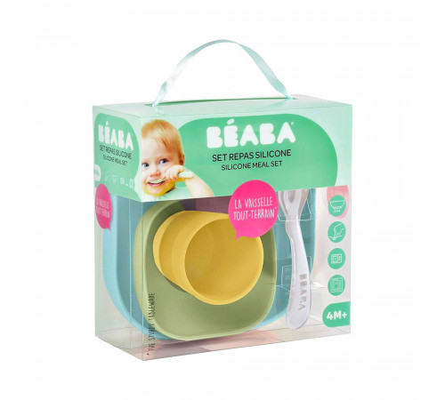 beaba 4256 set de masa din silicon (4 piese) eucalipt/roz
