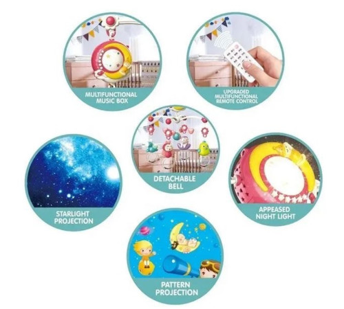 bibiin toys 648a-54 Музыкальная карусель с проектором и пультом розовый