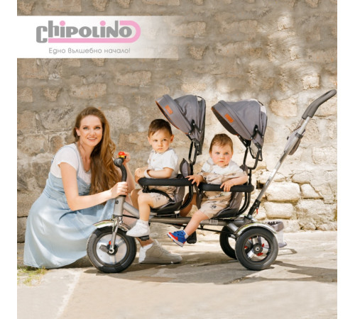 chipolino triciclu pentru gemeni "2play" trk2p0244sg silver\grey