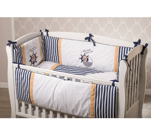  dormi baby set lenjerie de pat pentru copii  "ursul marinar" albastru (6 unități)