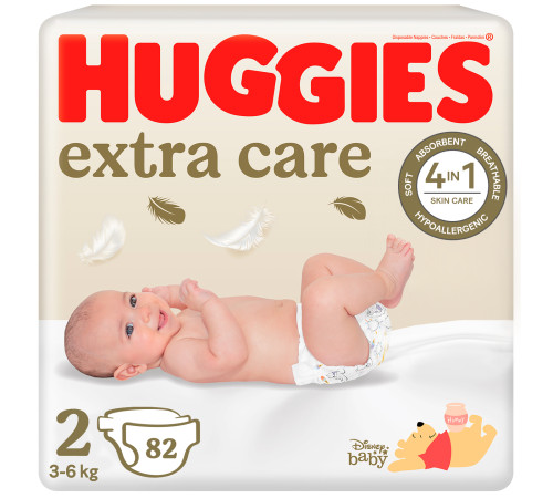  huggies extra care 2 (3-6 kg.) 82 buc.