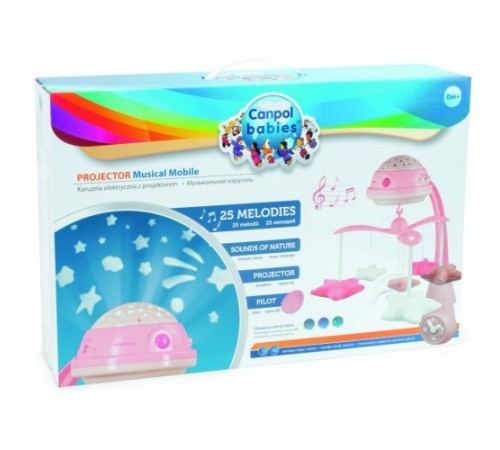 canpol 75/100 carusel muzical cu proiector (roz)