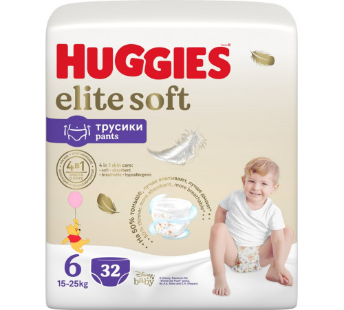  huggies chiloței elite soft pants mega 6 (15-25 kg.) 32 buc.