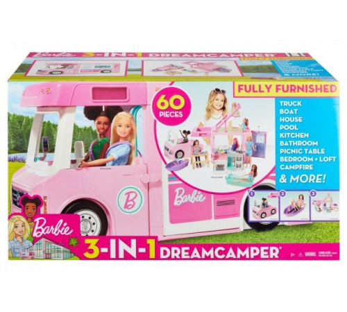 barbie ghl93 set de joc 3-în-1 "camper barbie"