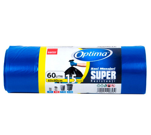  sano saci menajeri optima albaștri (60 l) 15 buc. 006539