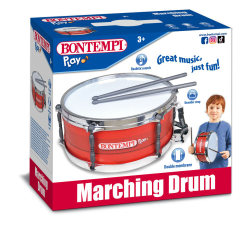 Bontempi 503030 Маршевый барабан с плечевым ремнем bontempi 503030 Маршевый барабан с плечевым ремнем