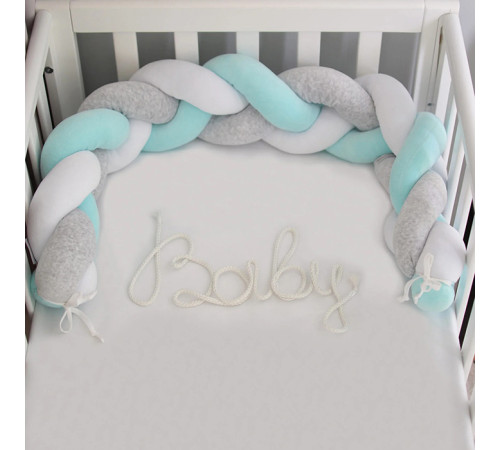  veres 154.02.17 bara de protecție impletita "white mint grey" (120x15 cm.)