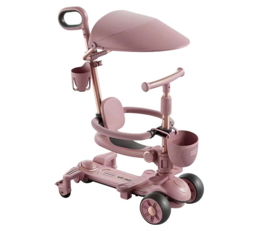  78642 trotinetă transformabilă "rtm scooter" pentru copii, cu scaun și m&acirc;ner parental (roz)