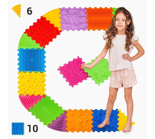 ortek 11687 covoraș ortopedic pentru masaj puzzle "dinozauri" (10+6 el.)