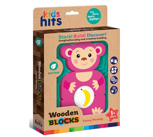  kids hits kh20/002 blocuri de lemn "maimuță amuzantă"