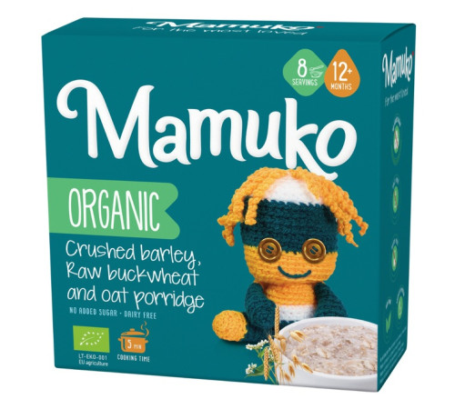  mamuko terci organic de orz zdrobit, hrisca cruda si ovaz (12 luni+) 200 g.