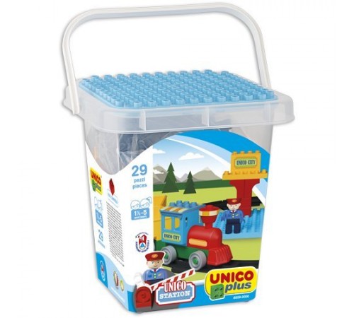 Детский магазин в Кишиневе в Молдове androni 8509-0000 Конструктор unicoplus в ведерке "Паровозик" (38 дет.)