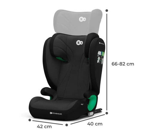 kinderkraft Автокресло junior fix2 i-size гр. 2/3 (100-150 см) графитовый черный