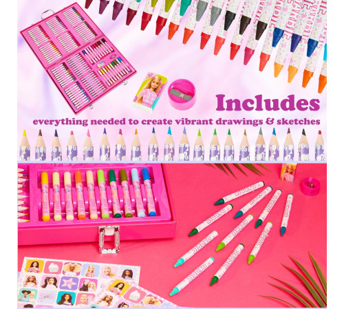 total office bb-1115 set de colorat in trusa "barbie" (137 piese)