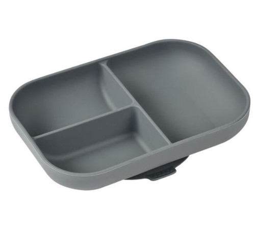 beaba 5785 farfurie silicon cu ventuză cu 3 compartimente (gri)
