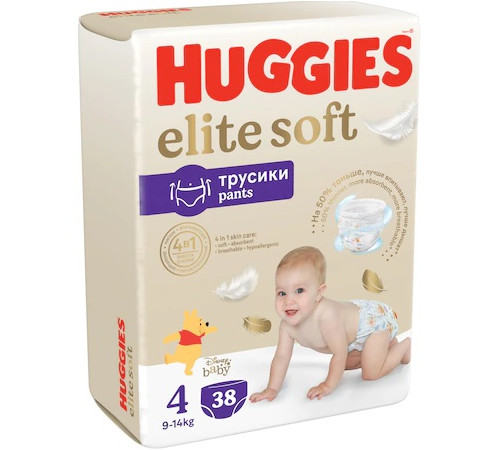 huggies chiloței elite soft mega pack 4  (9-14 kg.) 38 buc.