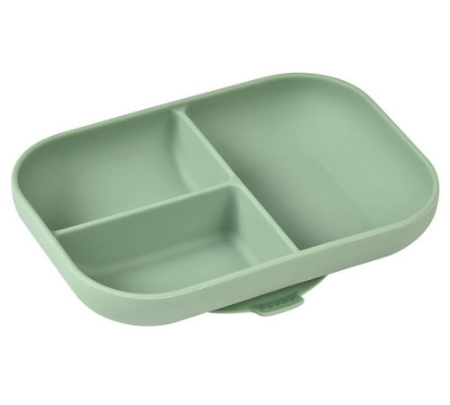 beaba 5560 farfurie silicon cu ventuză cu 3 compartimente (verde)