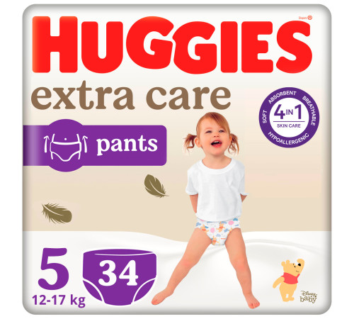  huggies chiloței extra care pants 5 (12-17 kg) 34 buc