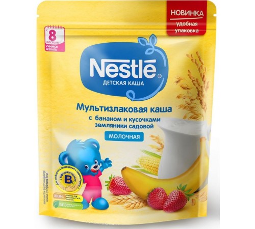Nestle Каша молочная мультизлаковая с бананом и земляникой 220 гр. (8 м+) 12342930 nestle Каша молочная мультизлаковая с бананом и земляникой 220 гр. (8 м+) 12342930