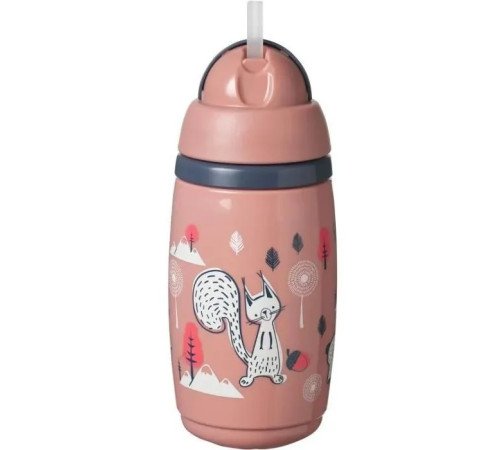 tommee tippee tt0395 cana termica cu pai "superstar" roz (12 luni+) 266 ml.