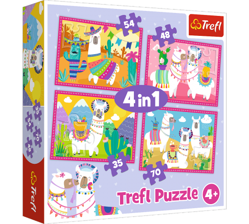 trefl 34322 puzzle 4-în-1 "lame în vacanță" (54/48/35/70 el.)