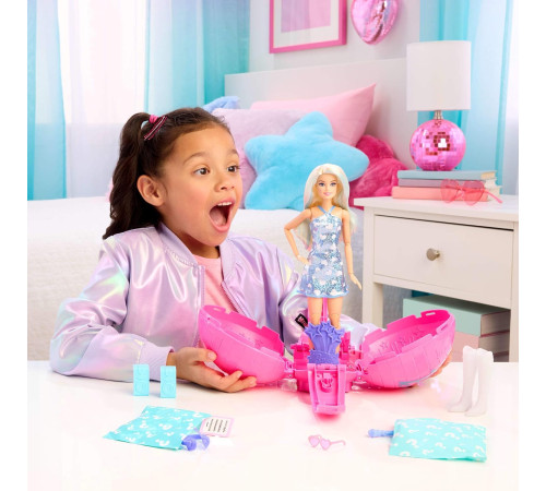 barbie jmk19 set de joacă cu păpușă surpriză "roll & reveal: pop star"