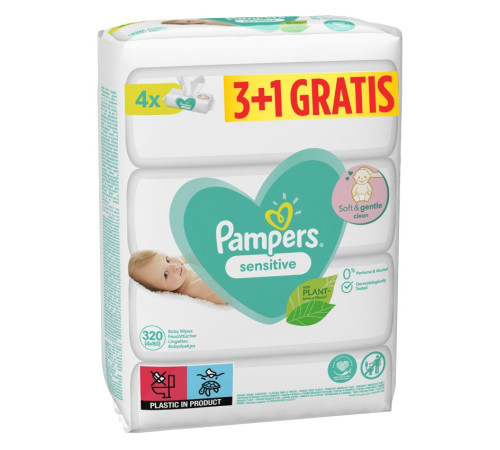  pampers Влажные салфетки sensitive (4х80) 320 шт.
