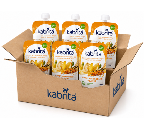  mega pack kabrita Пюре с козьими сливками "Мультизлаковый пудинг" (6 х 100) 600 гр.