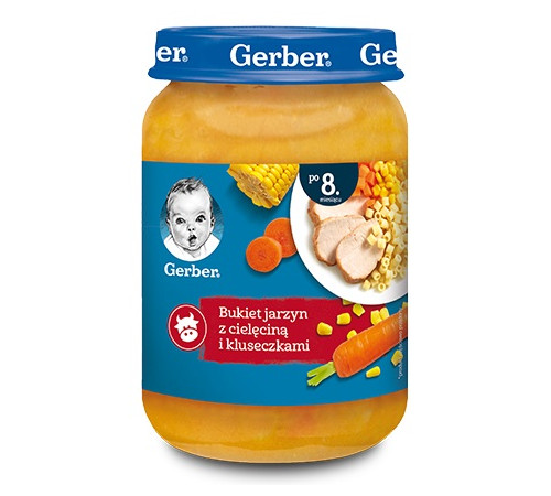 gerber Овощной микс-пюре с телятиной и макаронами  (8 м+) 190 гр.