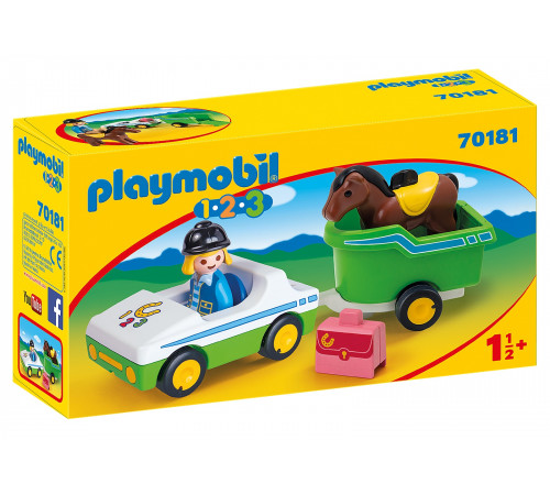  playmobil 70181 Конструктор "Автомобиль с прицепом для лошади"