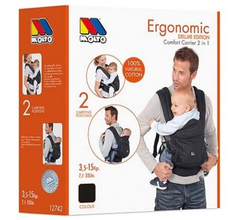 Securitatea copiilor Baby-Boom in Moldova molto 12742 marsupiu-ruczac ergonomic 2-in1 (negru)