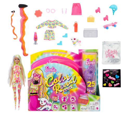 barbie hcd25 papusa surpriza "color reveal neon" in asortiment