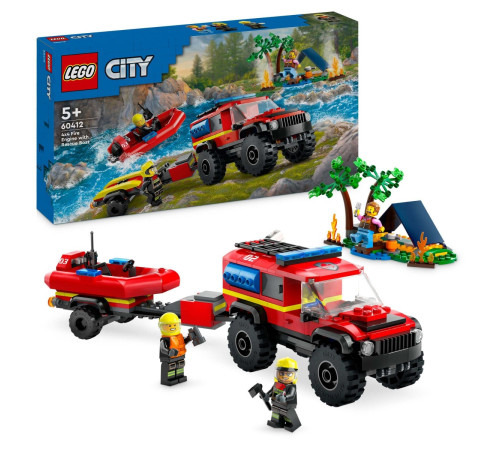lego city 60412 Конструктор "Пожарная машина со спасательной лодкой" (301 дет.)