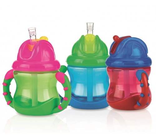 nuby nv0404002  cana "no-spill flip-it" cu pai (12m+) 240 ml.