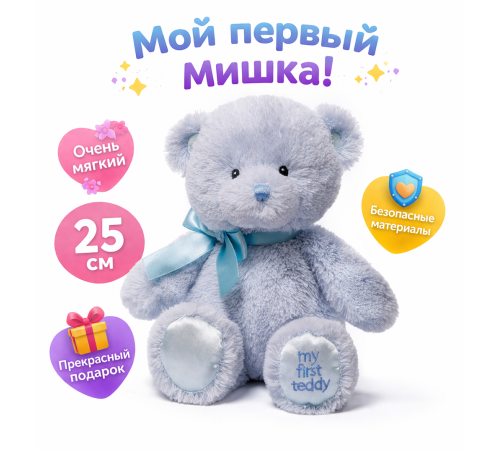 Детский&nbsp;магазин в Кишиневе в Молдове gund 6055511 Мягкая игрушка "Мой первый мишка" (25 см.) голубой