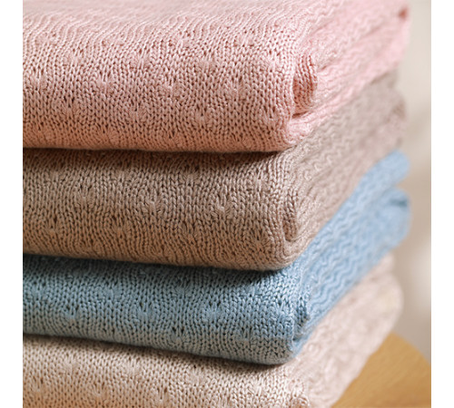 babyono-81233 1673/04 Плед трикотажный бамбуковый (75 x 100 см) голубой