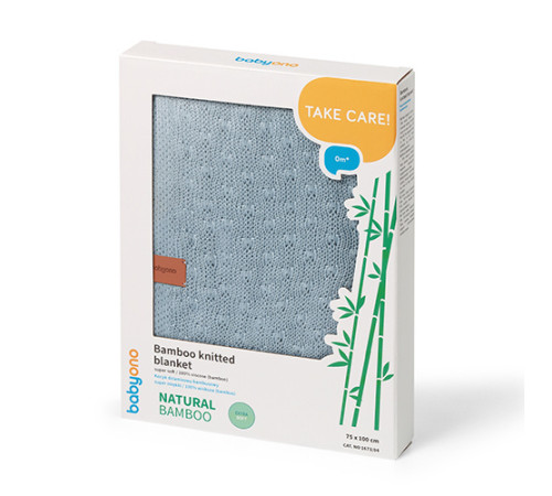 babyono-81233 1673/04 Плед трикотажный бамбуковый (75 x 100 см) голубой