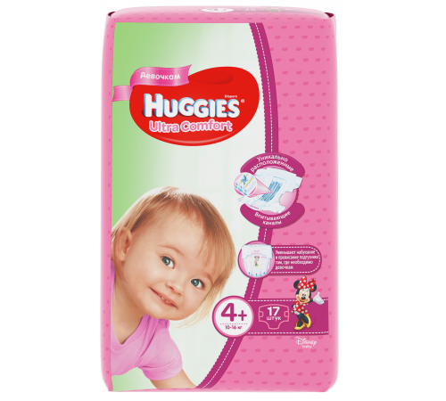  huggies ultra comfort girl 4+ (10-16 кг.) 17 шт.