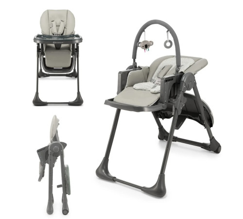 kinderkraft Стульчик для кормления 2в1 tummie серый
