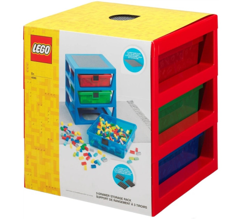 lego cтеллаж с 3 выдвижными ящиками (красный)